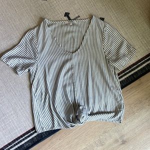 Madewell Striped Tie Front Top